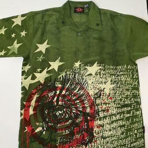 Vintage Dragonfly Phoenix Rising Dragon Button Up Camp Shirt Mens XL